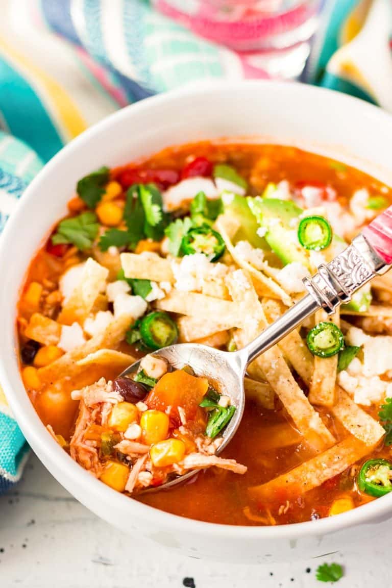 Easy Slow Cooker Chicken Tortilla Soup | Sugar & Soul