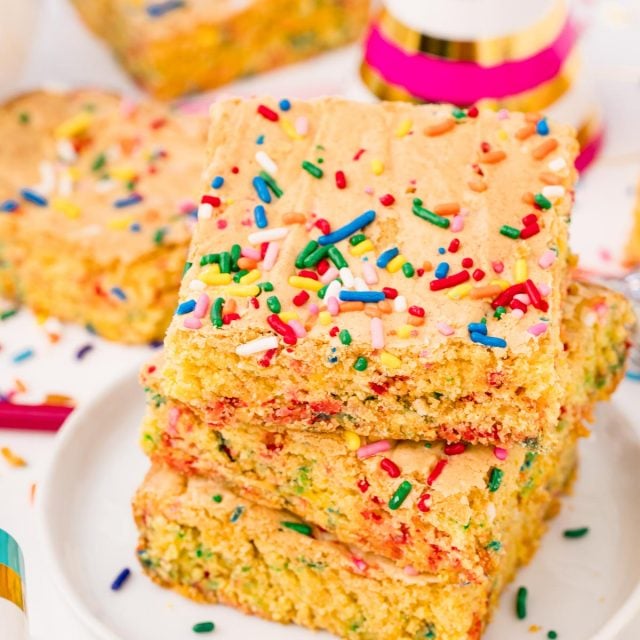 Birthday Cake Blondies (Made With Cake Mix) Recipe - Sugar and Soul Co