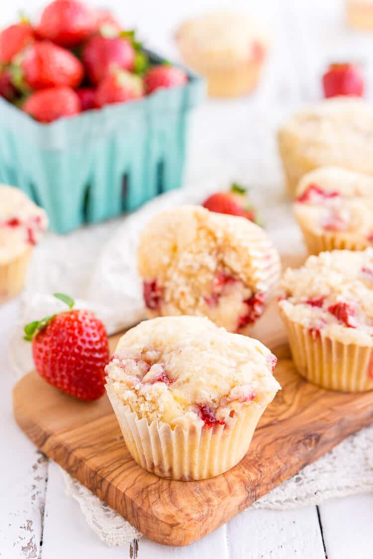 Strawberry Coffee Cake Muffins Recipe | Sugar and Soul