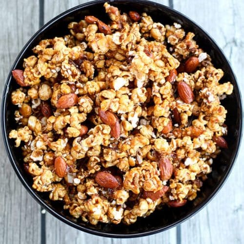 Spiced Caramel Popcorn and Nut Mix - Sugar and Soul