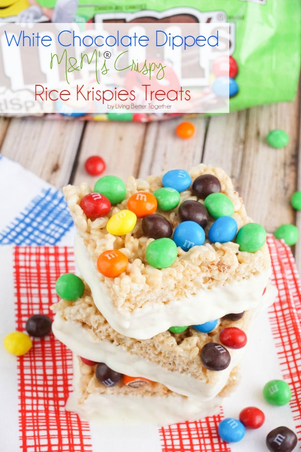 White Chocolate Dipped M&M's® Crispy Rice Krispies Treats