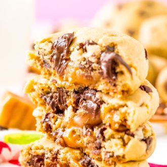 Caramel Stuffed Chocolate Chip Cookies Sugar And Soul