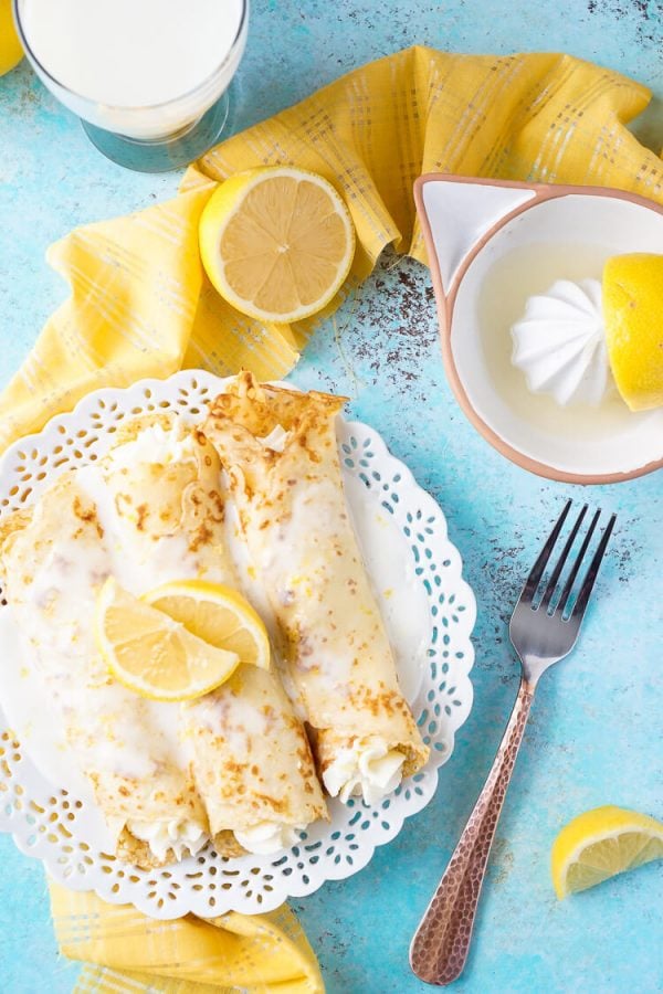 Lemon Cheesecake Crepes - Sugar and Soul