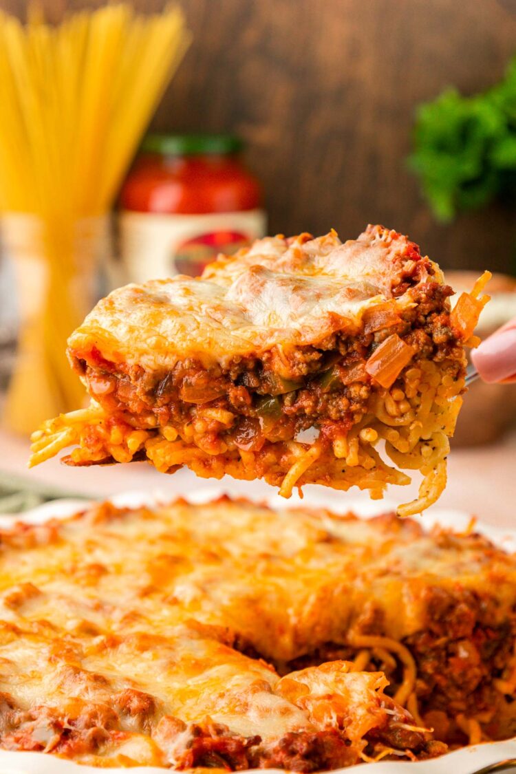 Baked Spaghetti Pie - Sugar and Soul