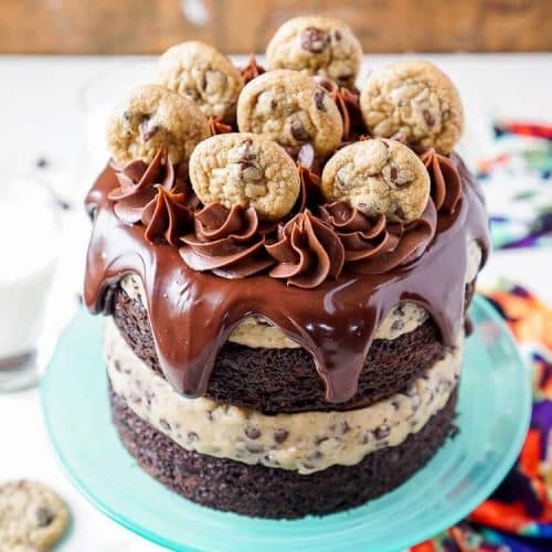 Vegan Cookie Dough Brookie Cake - Upbeet & Kaleing It