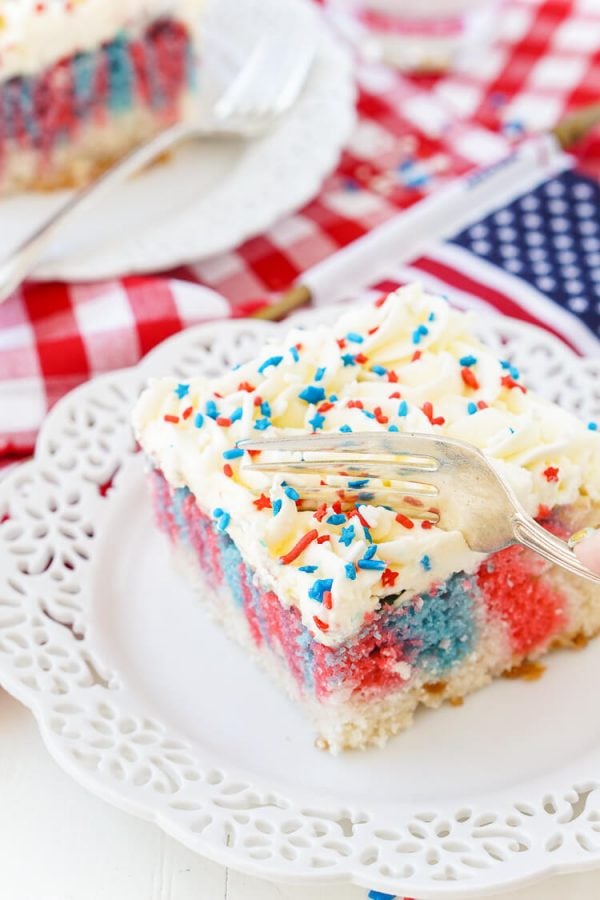 Red, White, and Blue Marble Sheet Cake - Sugar and Soul