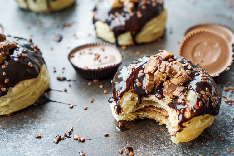 Reese's Stuffed Puff Pastry Donuts - Sugar and Soul