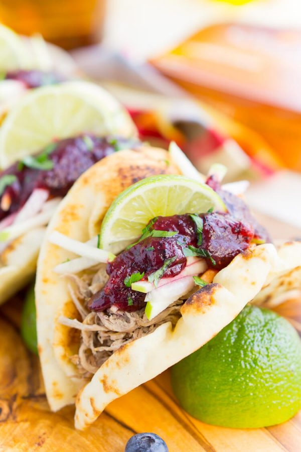 Pulled Pork Tacos with Blueberry Barbecue Sauce - Sugar and Soul