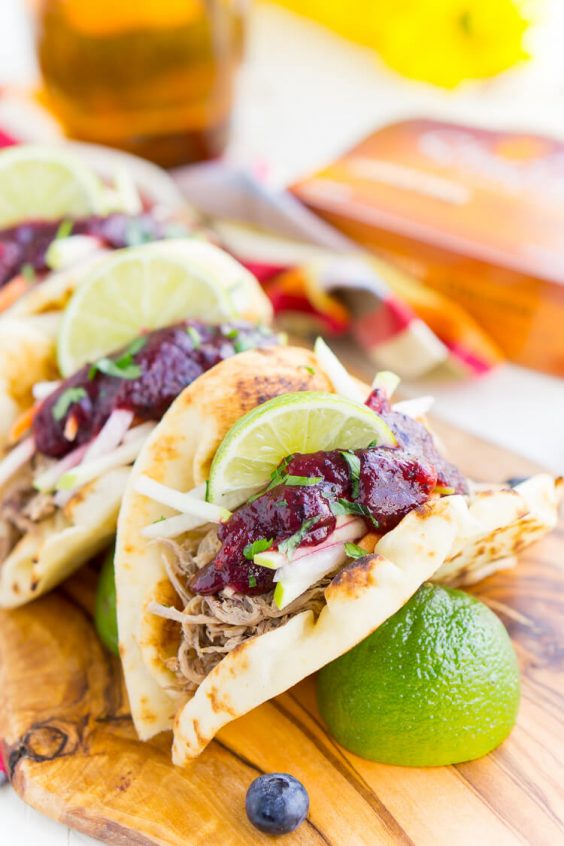 Pulled Pork Tacos with Blueberry Barbecue Sauce - Sugar and Soul