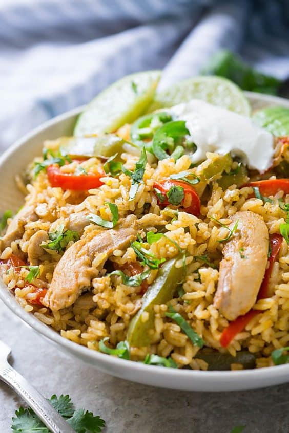 Chicken Fajita Rice Dinner Recipe - Sugar and Soul