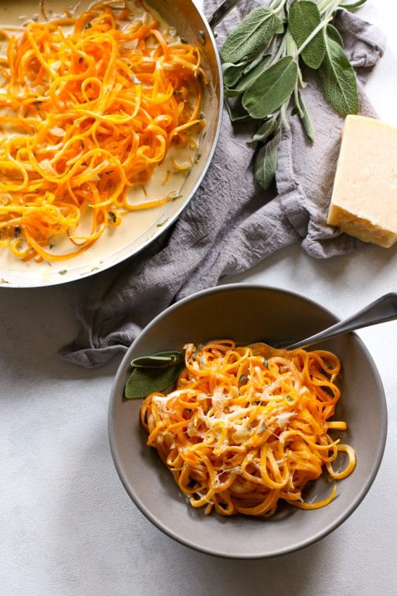 Butternut Squash Noodles with Sage Cream Sauce - Sugar and Soul