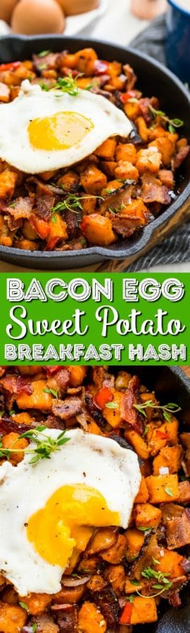 Sweet Potato Hash Recipe with Bacon & Eggs | Sugar & Soul