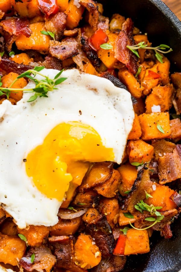 Sweet Potato Hash Recipe with Bacon & Eggs | Sugar & Soul