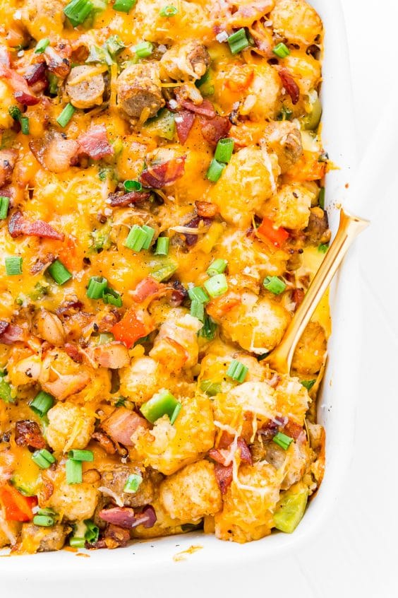 Cheesy Tater Tot Breakfast Casserole | Sugar & Soul