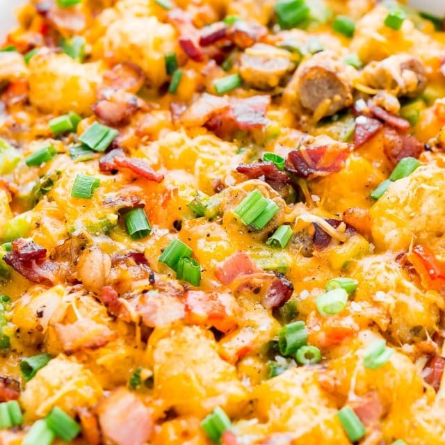 Cheesy Tater Tot Breakfast Casserole | Sugar & Soul