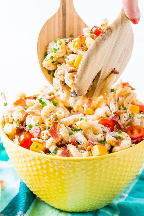 Chicken Bacon Ranch Pasta Salad - Sugar and Soul