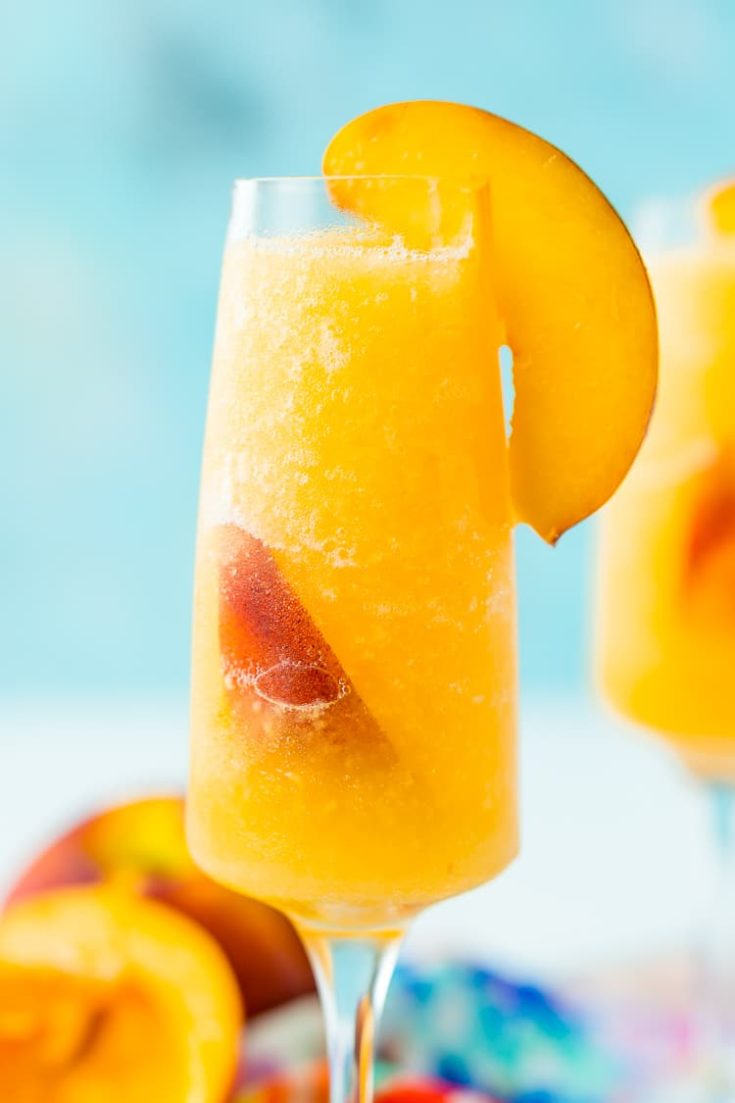 Frozen Peach Bellini Cocktail Recipe | Sugar And Soul