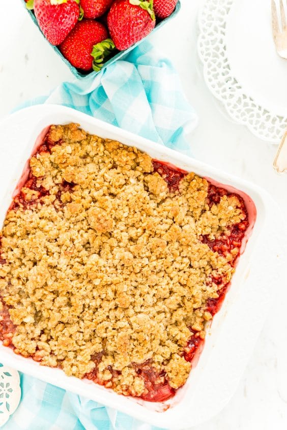 Strawberry Rhubarb Crisp Dessert Recipe | Sugar & Soul