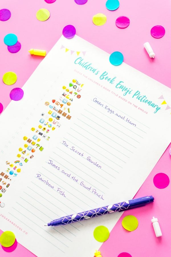 Emoji Pictionary Baby Shower Game Free Printable | Sugar & Soul