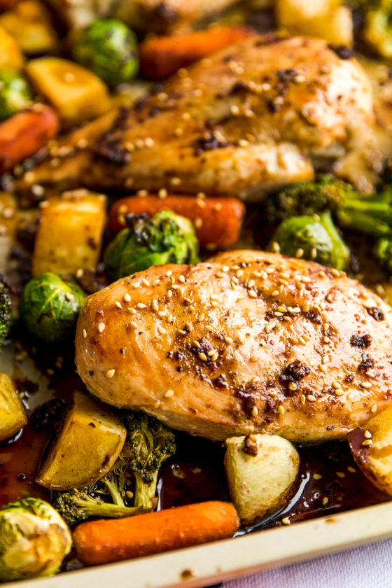 Honey Ginger Chicken Sheet Pan Dinner - Sugar and Soul