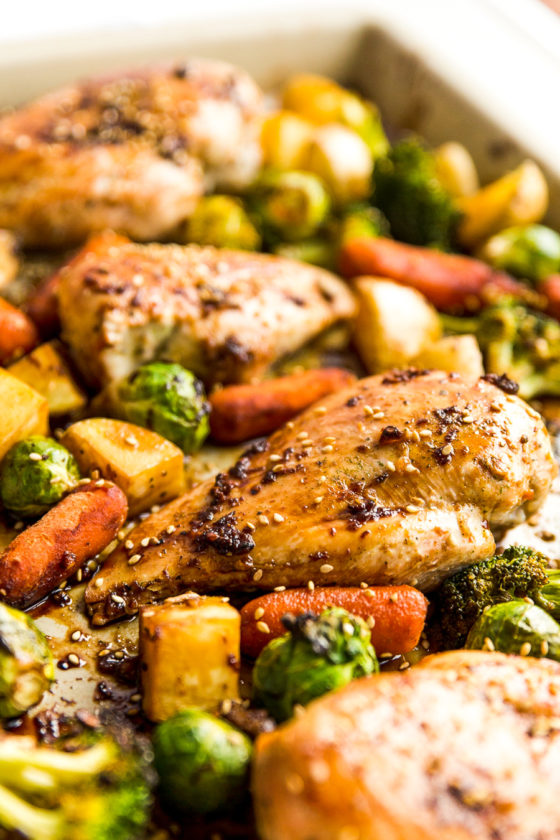 Honey Ginger Chicken Sheet Pan Dinner - Sugar and Soul