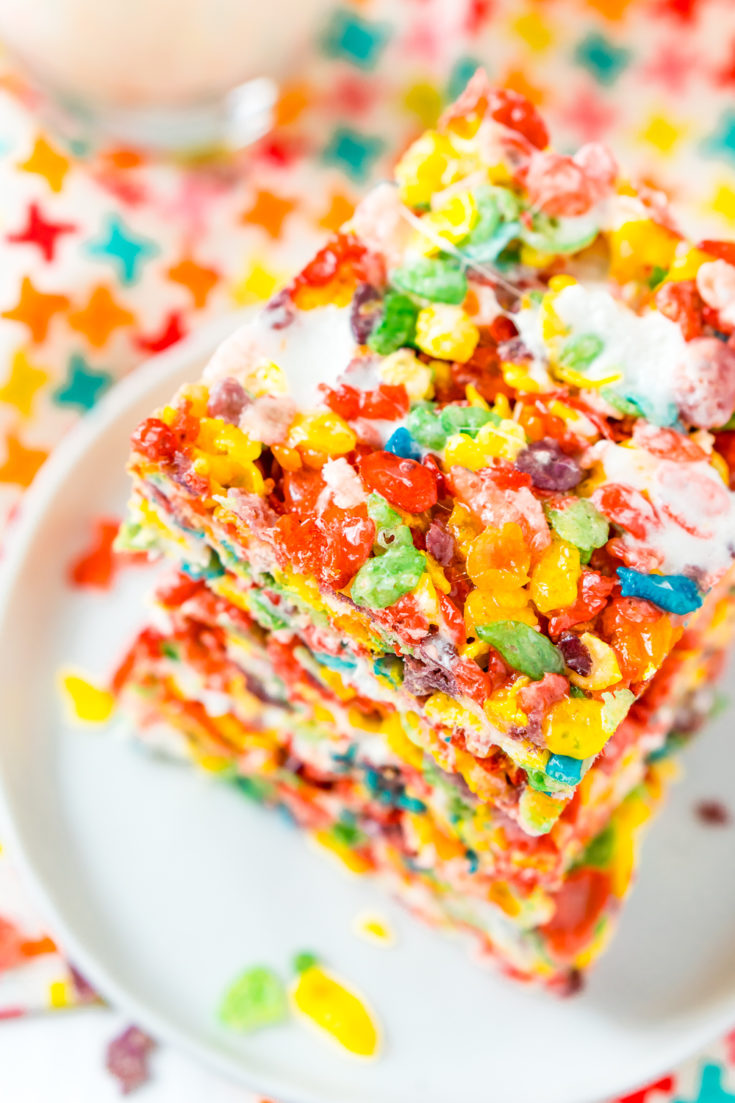 Fruity Pebbles Treats (No Bake!) - Sugar and Soul