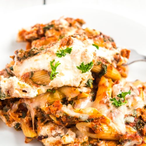 Cheesy Florentine Spaghetti Bake I Emeril Pasta & Beyond Pasta