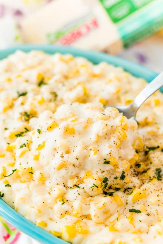 Crockpot Cheesy Corn Recipe | Sugar and Soul Co