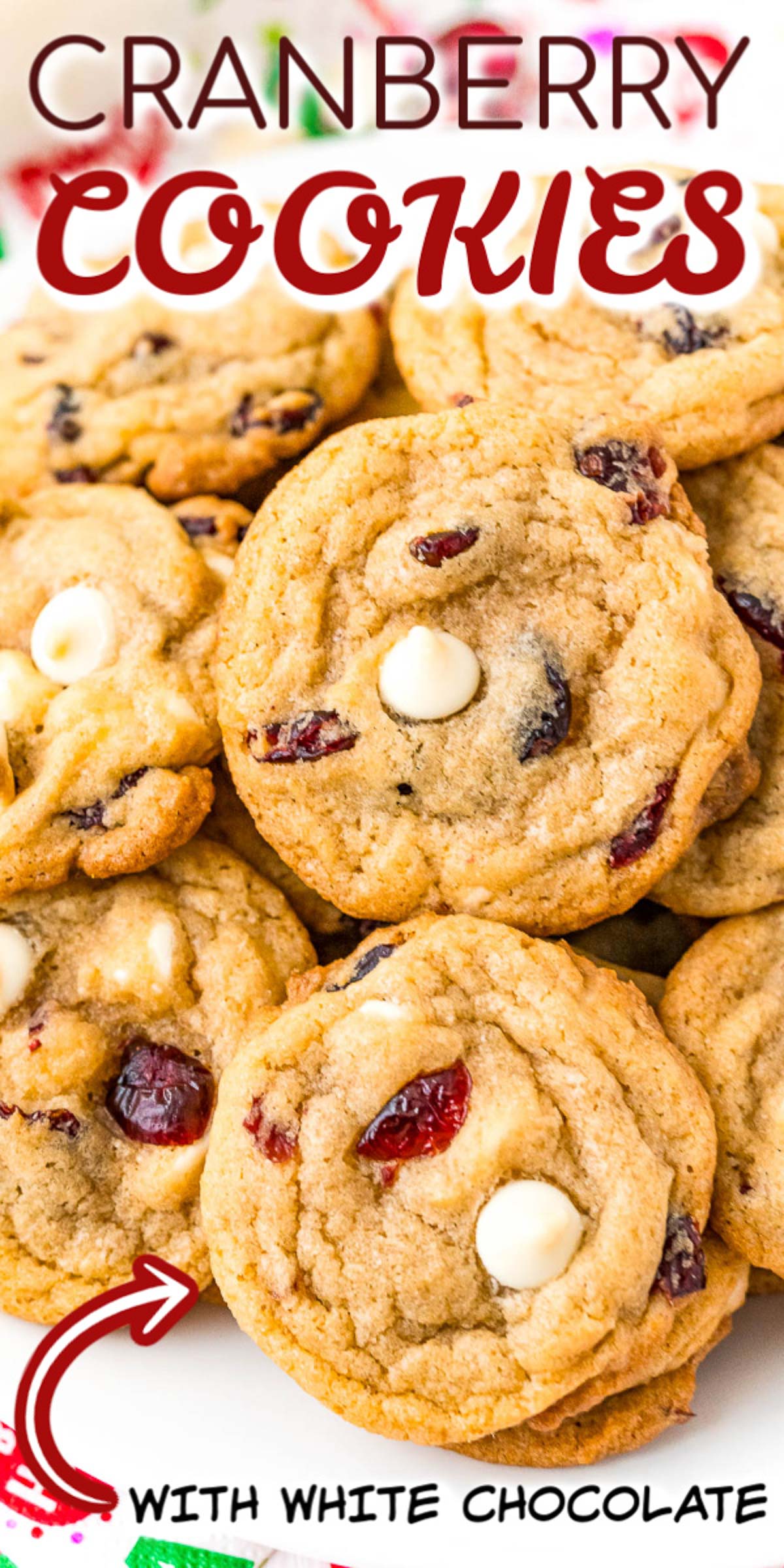 White Chocolate Chip Cranberry Sugar Cookies - Whiskful Cooking