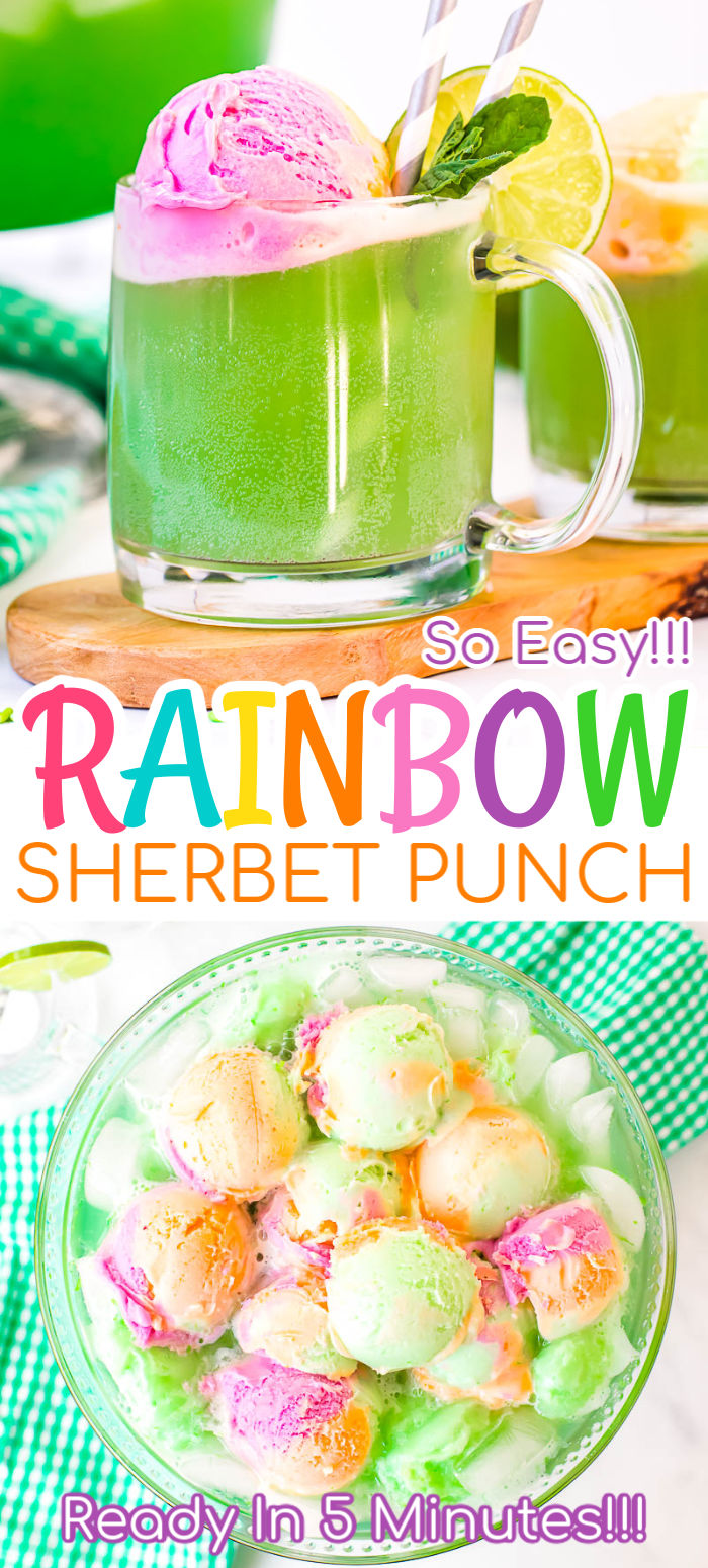 Rainbow Sherbet Punch Recipe - Sugar and Soul Co