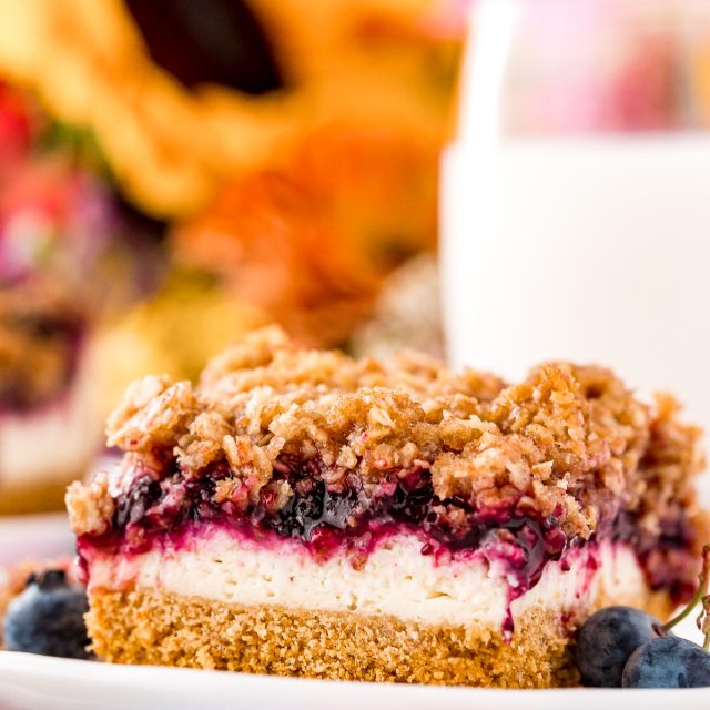 Best Ever Blueberry Cheesecake Bars Recipe Recipe - Sugar and Soul