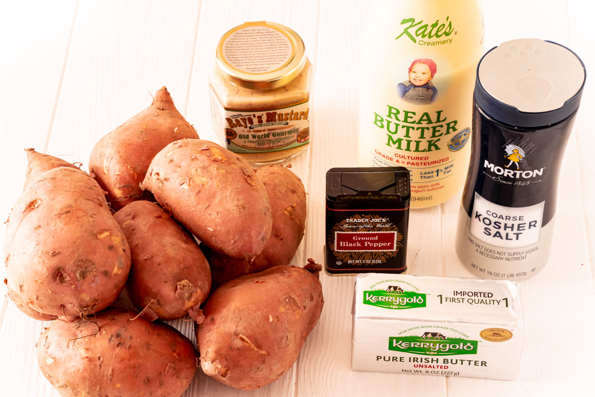 Ingredients to make savory mashed sweet potatoes.