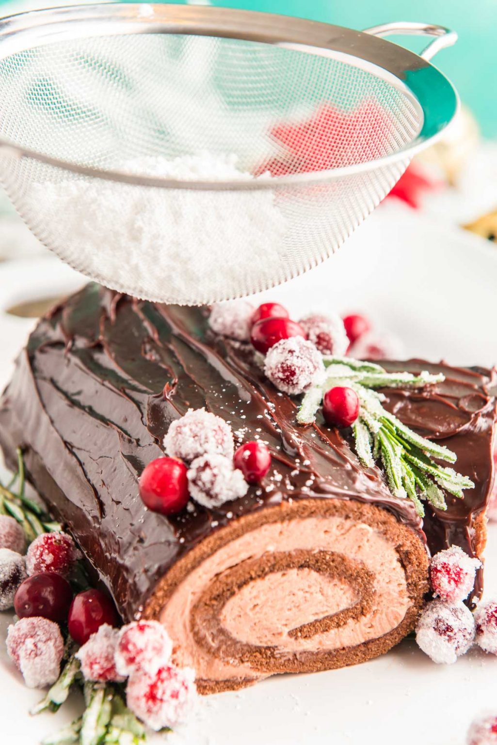 Buche de Noel Chocolate Yule Log Cake - Sugar and Soul