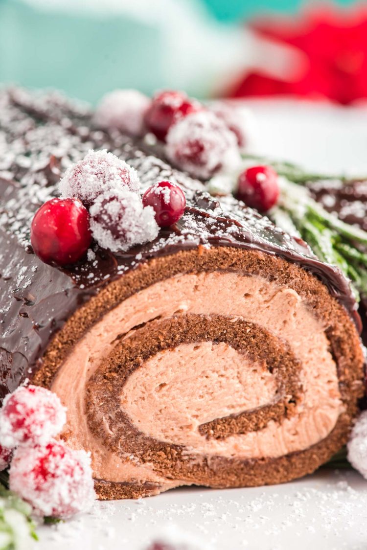 Buche de Noel Chocolate Yule Log Cake - Sugar and Soul