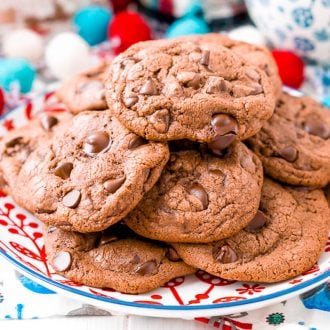 Espresso Chocolate Chip Cookies are a rich and flavorful twist on the classic cookie recipe! Laced with espresso powder and chocolate chips, you'll love the sweet chocolate and robust coffee flavors together!