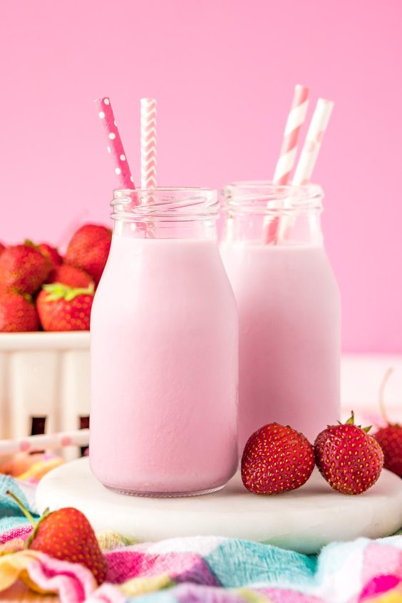 Homemade Strawberry Milk - Sugar and Soul