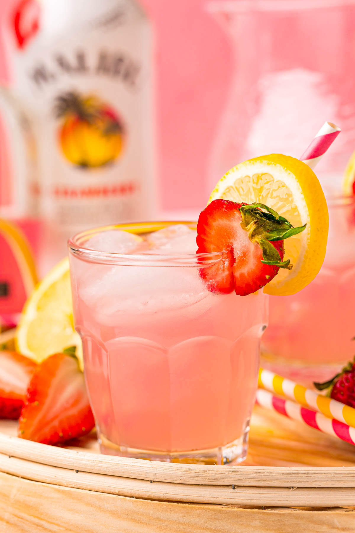 Strawberry Pink Lemonade Vodka Cocktail - Sugar and Soul