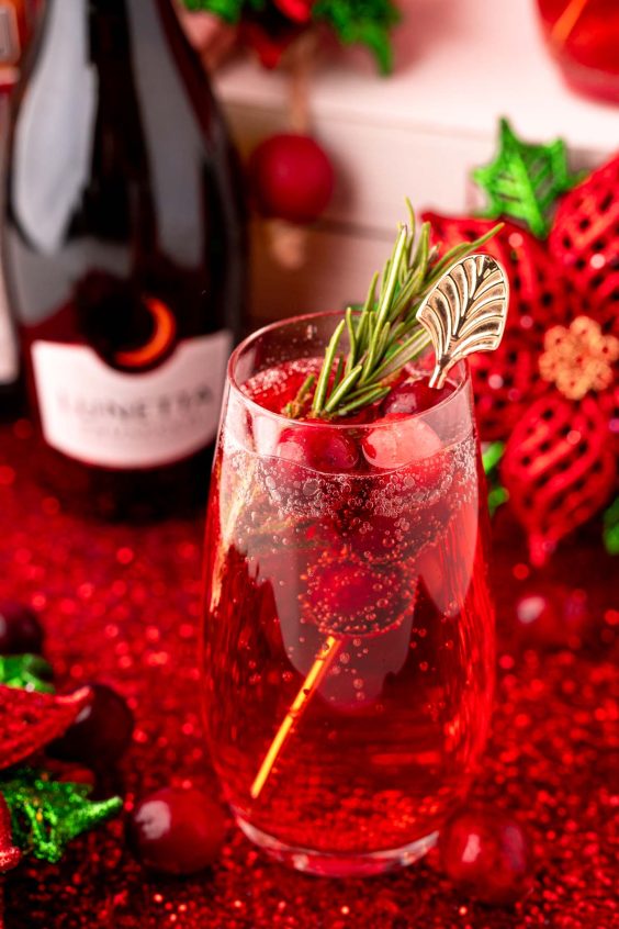 Poinsettia Cocktail (Cranberry Mimosa) - Sugar And Soul