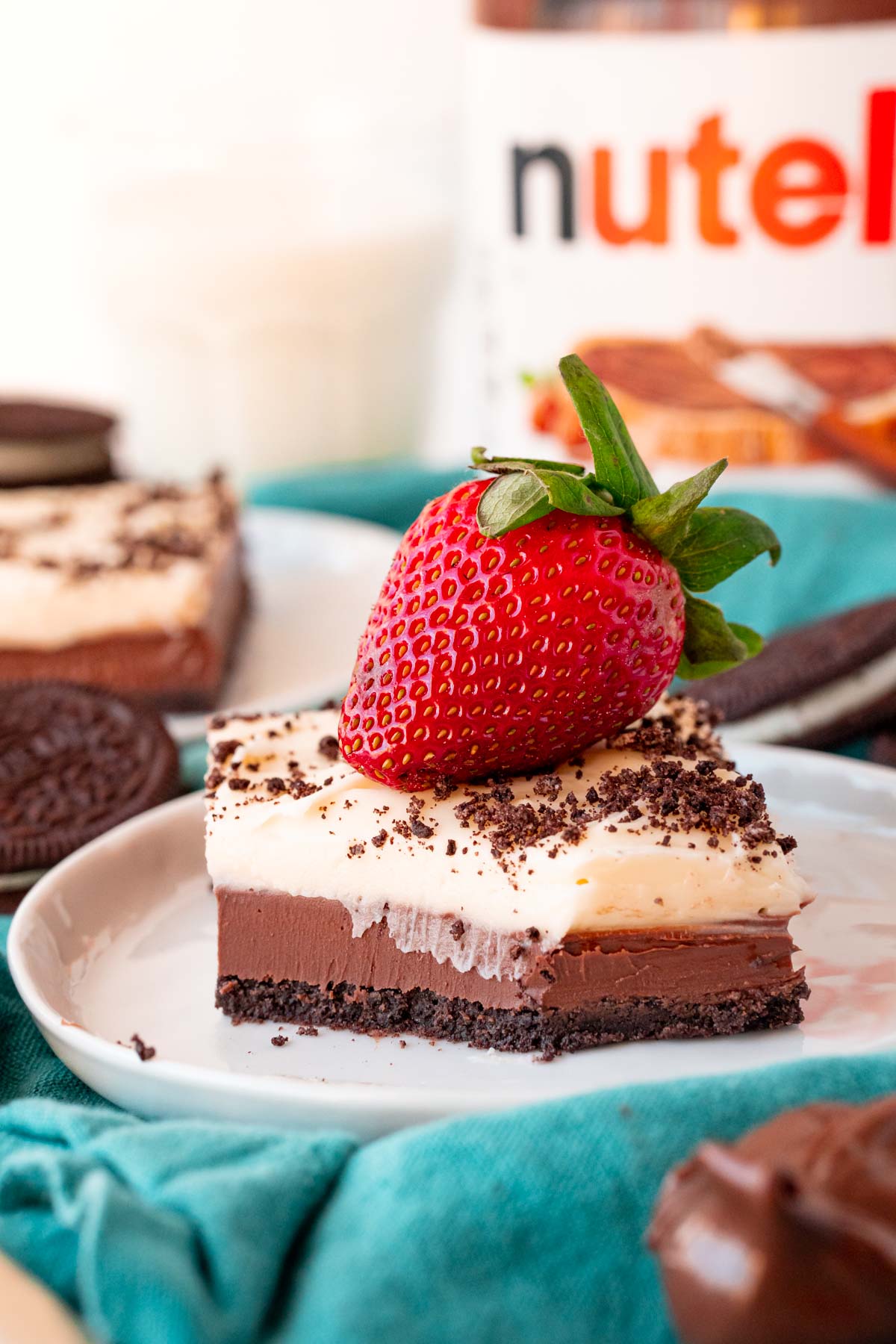 No Bake Nutella Cheesecake Bars Sugar And Soul