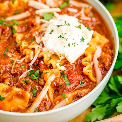 Incredible Lasagna Soup - Sugar and Soul