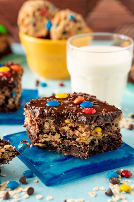 Monster Cookie Dough Brownies - Sugar and Soul