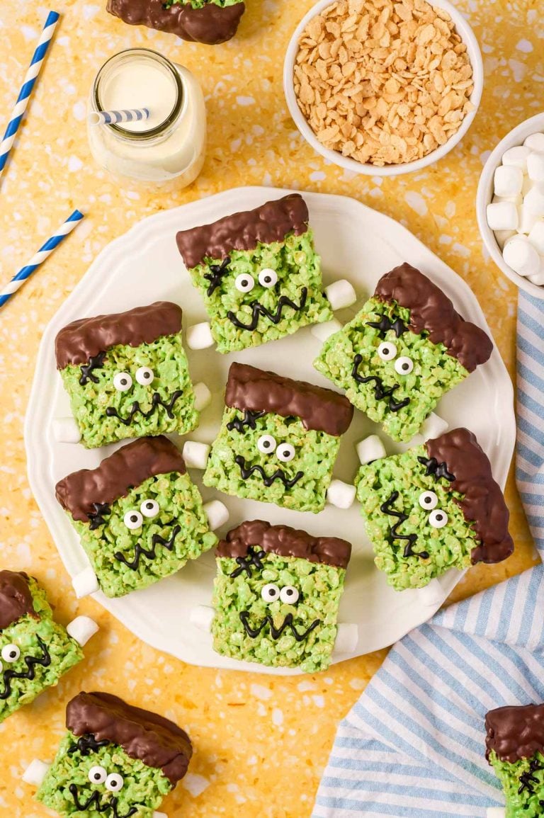 Easy Frankenstein Rice Krispie Treats - Sugar and Soul