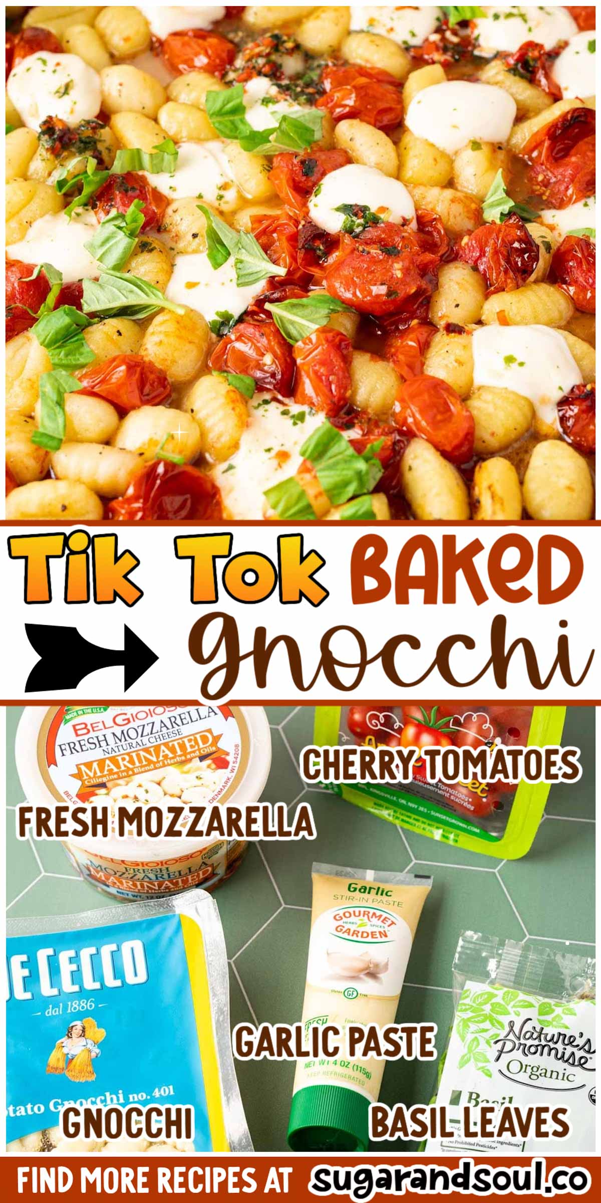 This TikTok Baked Gnocchi recipe is made with just a handful of ingredients, one sheet pan, and is ready in less than 30 minutes! It packs so much flavor and anyone can pull this delicious dish off! via @sugarandsoulco