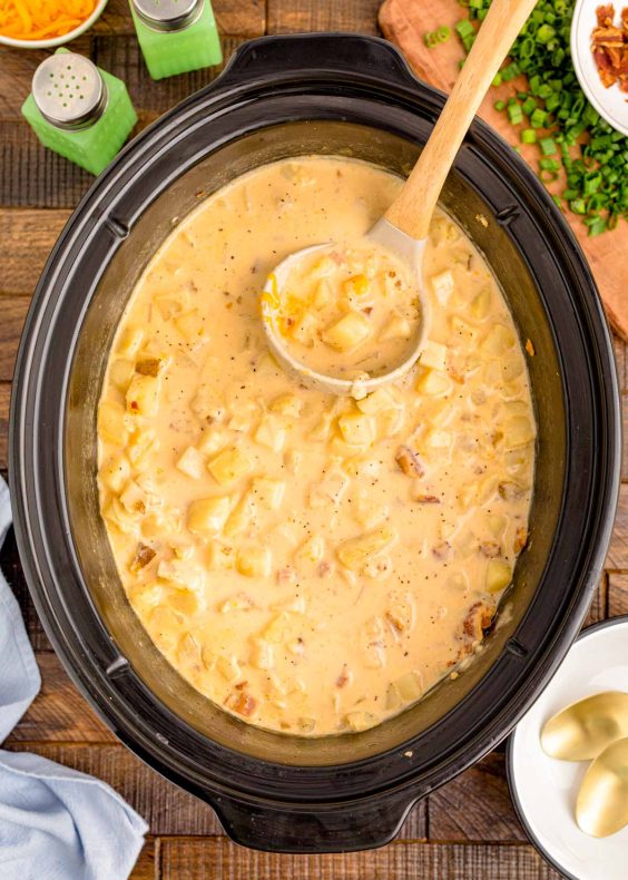 Crockpot Potato Soup with Hash Browns - Sugar and Soul