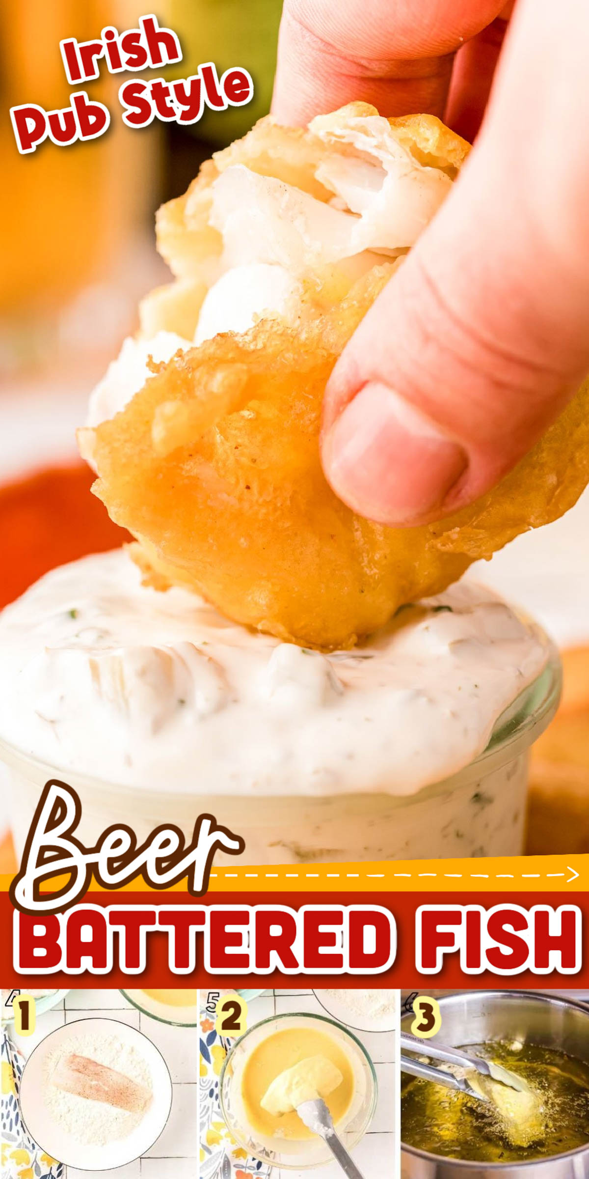 Beer Battered Fried Fish are flaky, fresh fillets seasoned with salt and pepper, hand-dipped in a homemade beer batter, and then deep-fried until perfectly golden brown! via @sugarandsoulco