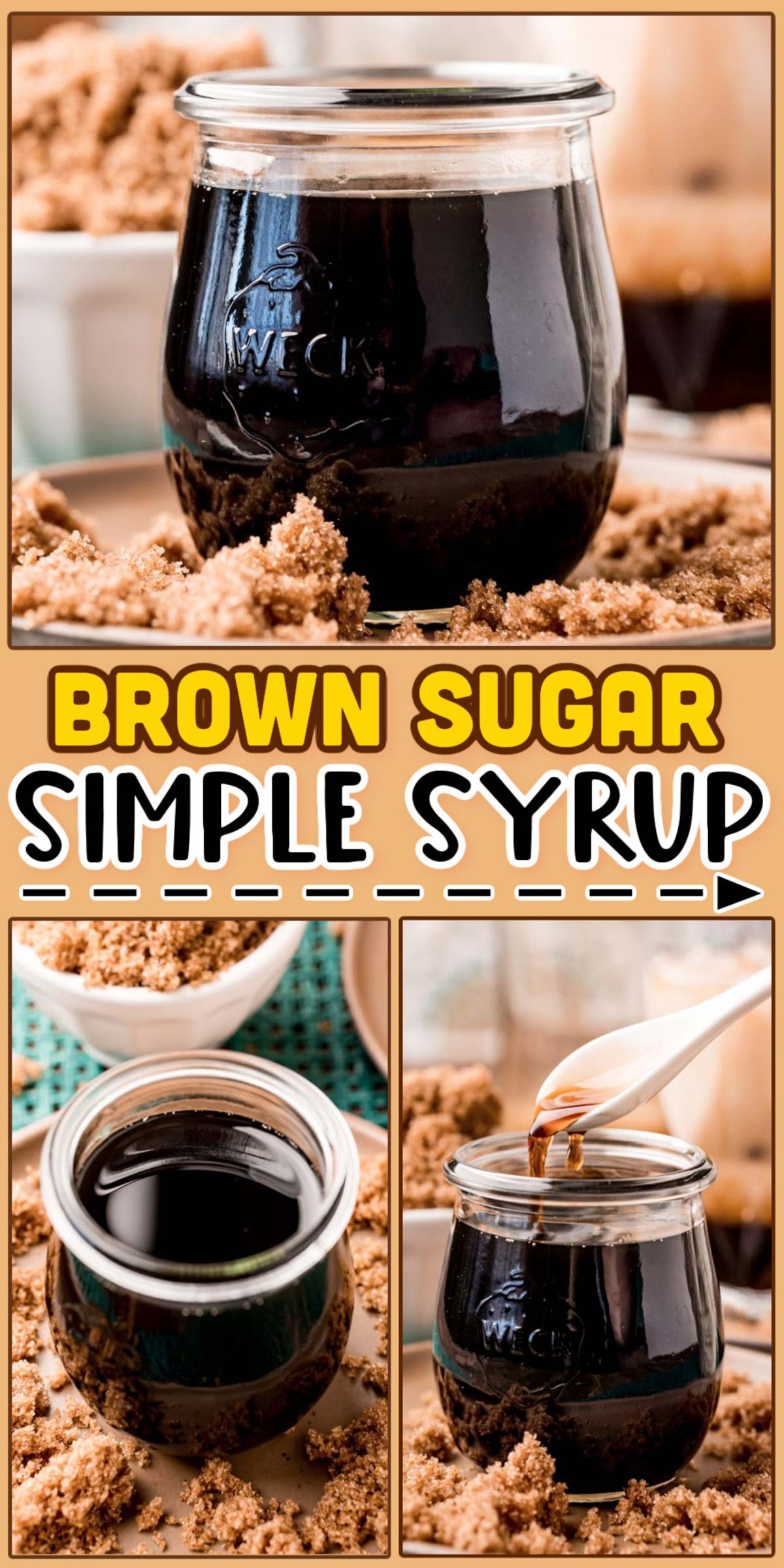 This Brown Sugar Simple Syrup is the perfect addition to specialty coffees, boba, and cocktails! Made with just 3 ingredients on the stovetop it's an easy way to add sweet, rich brown sugar flavor to drinks. via @sugarandsoulco