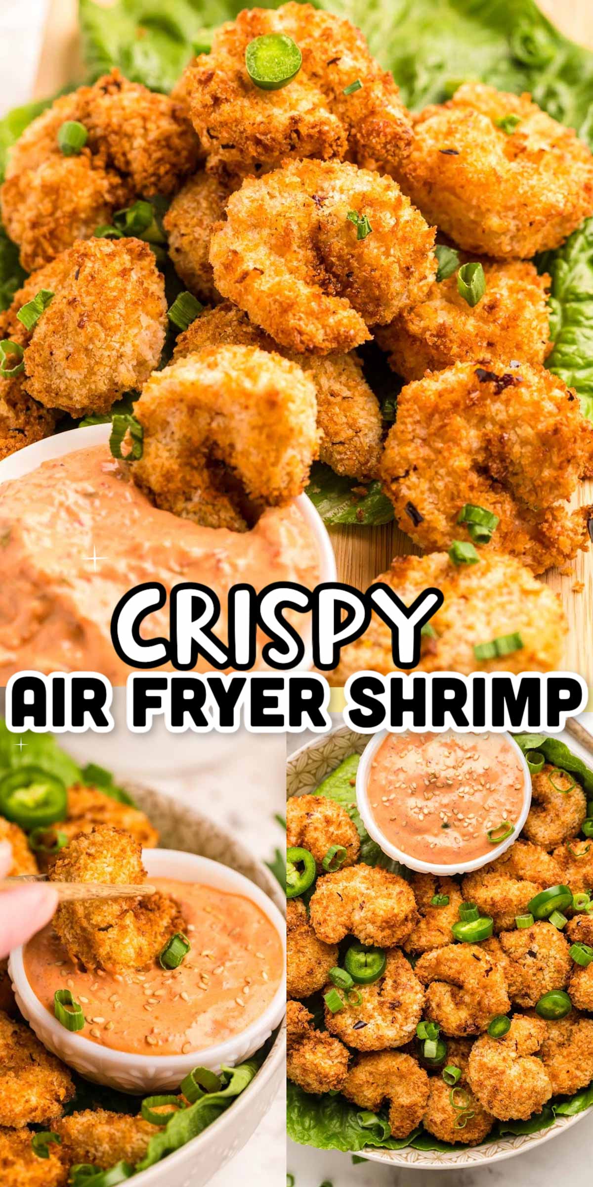 This Crispy Air Fryer Shrimp is golden brown and packed with a kick of heat from the breading to the jalapeno cream chili dipping sauce! via @sugarandsoulco