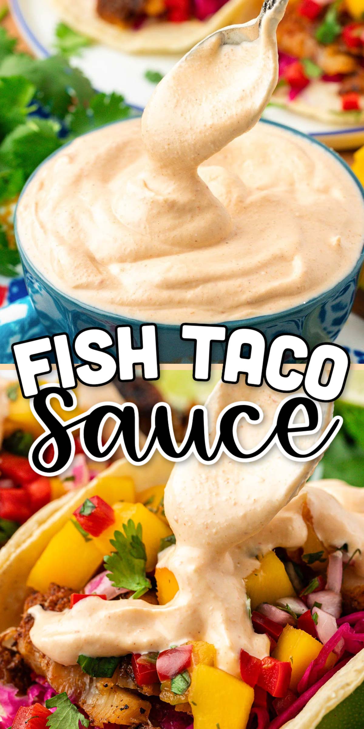 This Fish Taco Sauce is the ultimate topping for fish tacos. It's a creamy a delicious blend of sour cream, mayonnaise, lime juice, sriracha, garlic, and cumin. via @sugarandsoulco