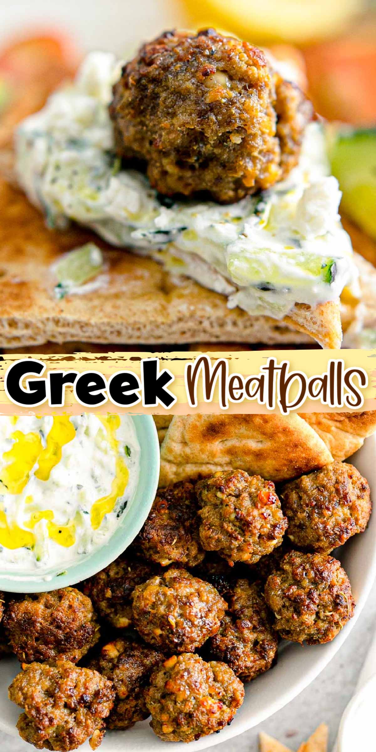 These Greek Meatballs are perfectly plump and loaded with authentic flavor using herbs and spices to pack into ground beef and served with pita bread and tzatziki sauce! via @sugarandsoulco