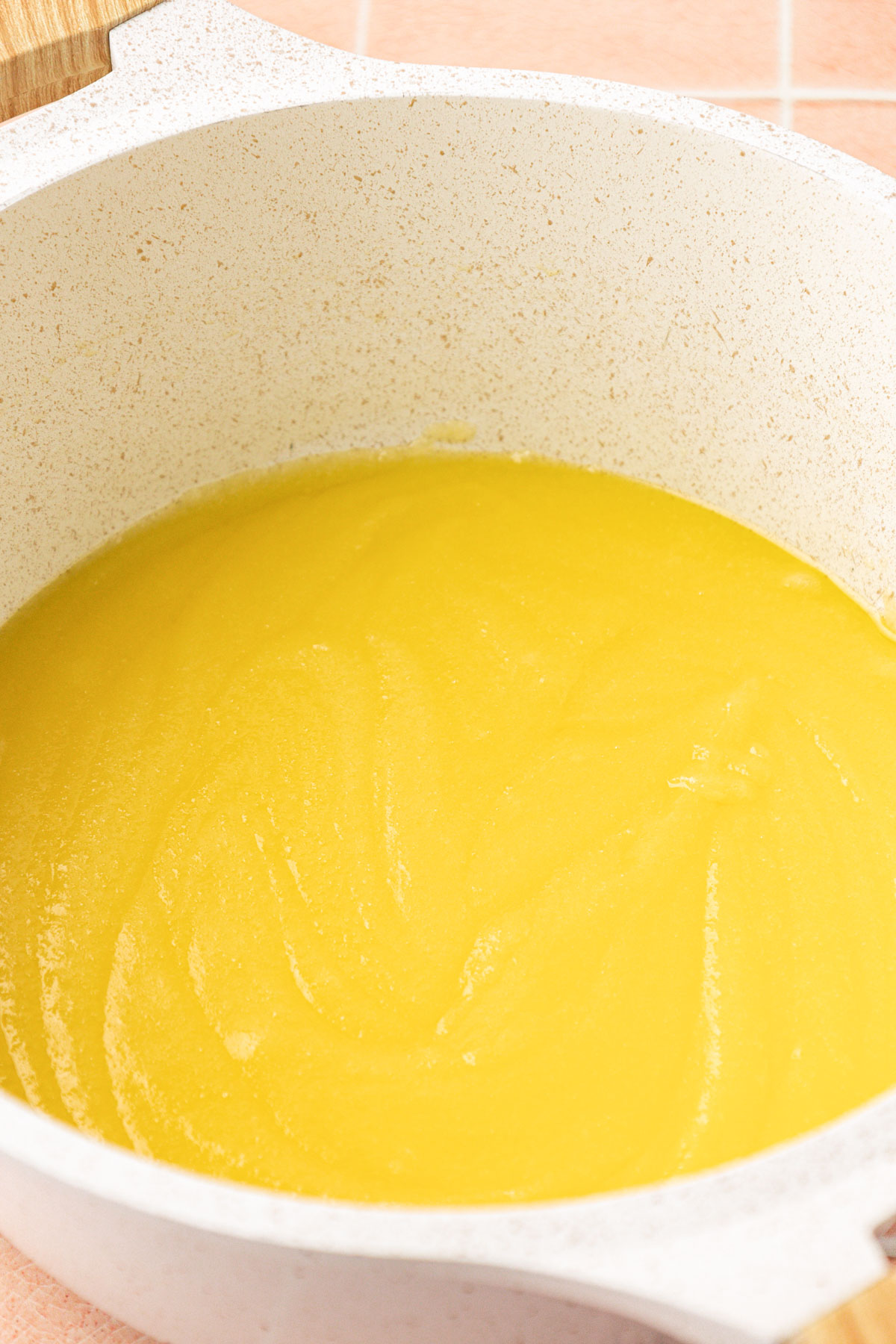 Melted butter and sugar in a pot.